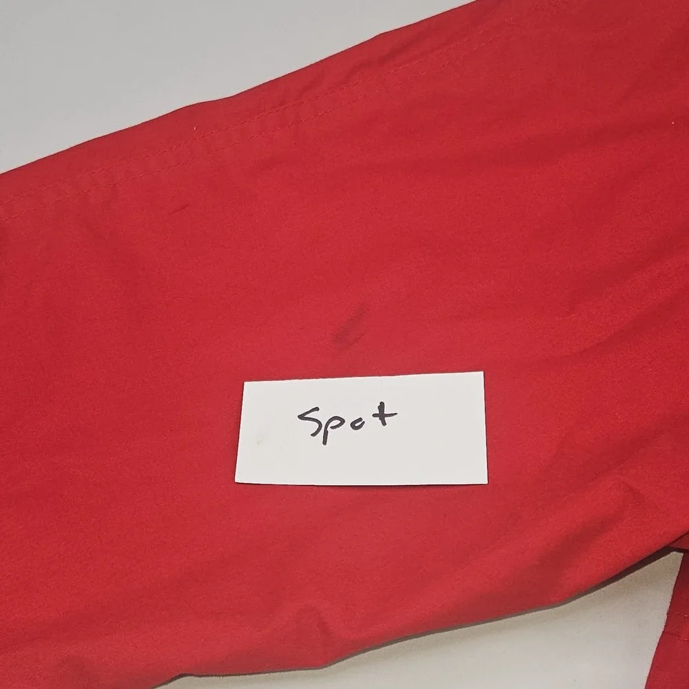 London Fog Hooded Parka Jacket Medium Red Full Zip Button Front Outdoor